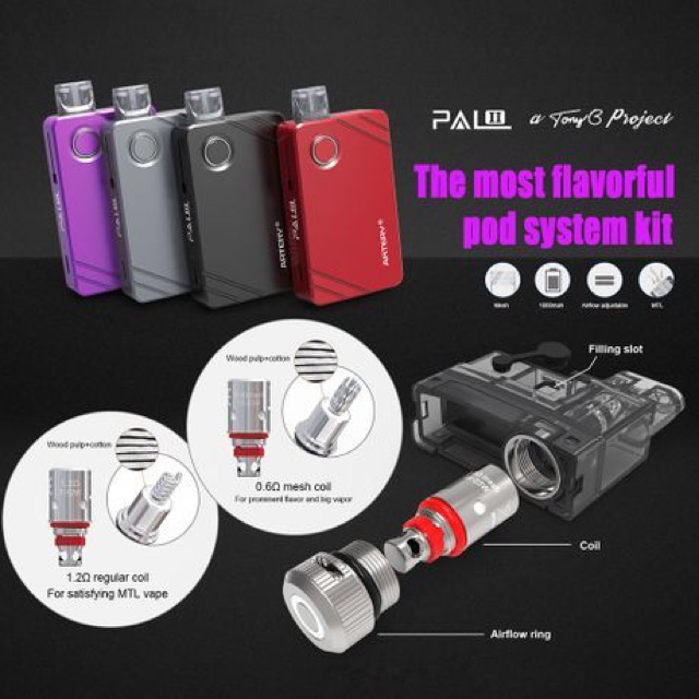 Original Artery PAL II AIO Pod Starter Kit 1000mAh 3ML READY STOCK !