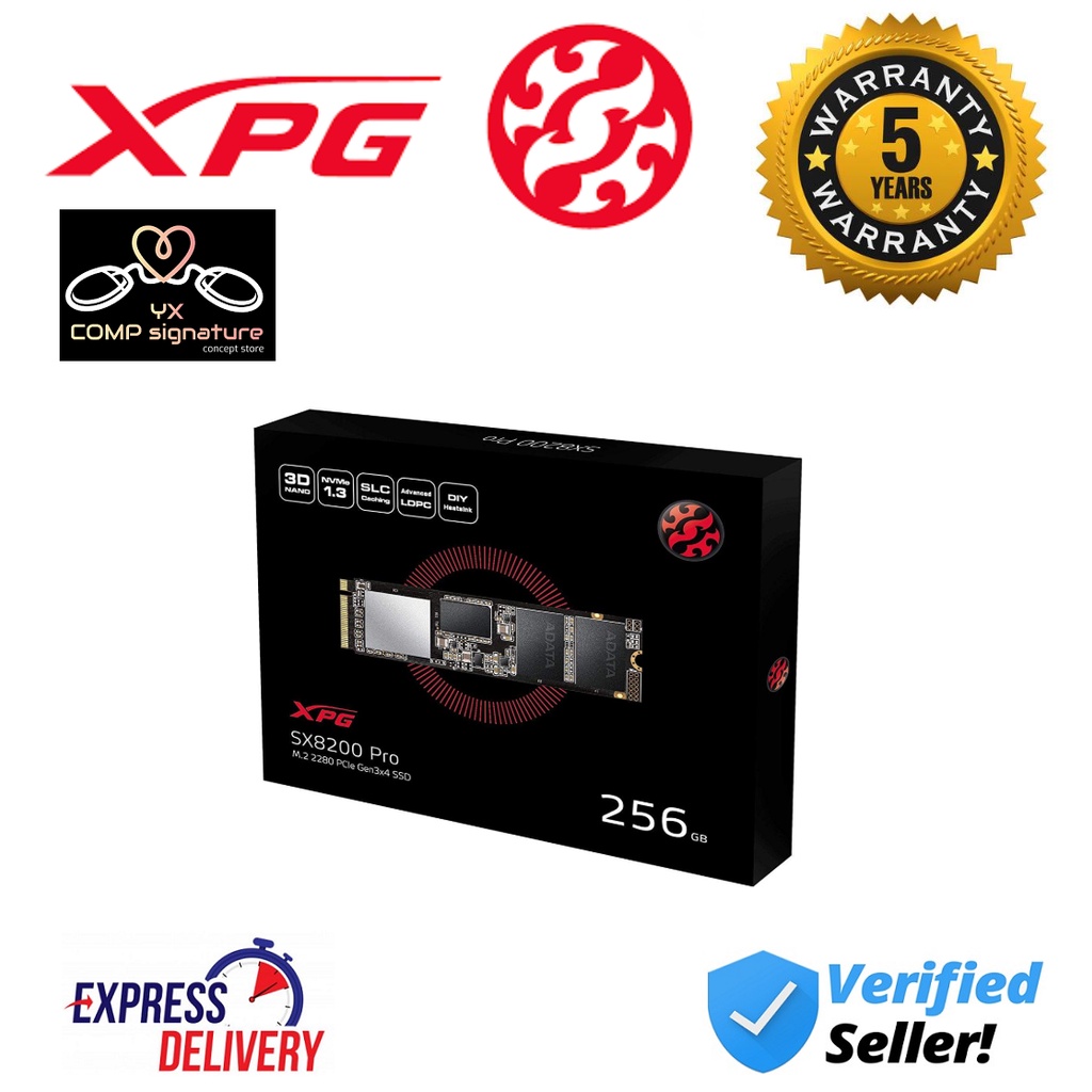 ADATA M.2 PCIE NVME XPG SX8200 PRO 256GB 512GB 1TB Internal SSD