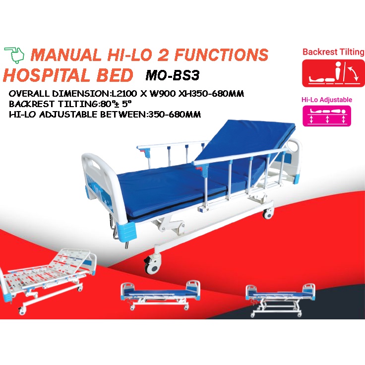 Mobilis Hospital Bed Manual Hi-Lo 2 Functions / Manual Katil Hospital ...