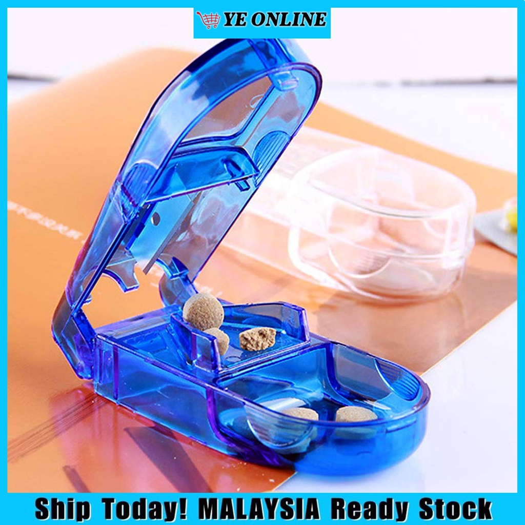Pill Cutter Medicine Splitter Case Supplement Separator Pemotong Kes ...