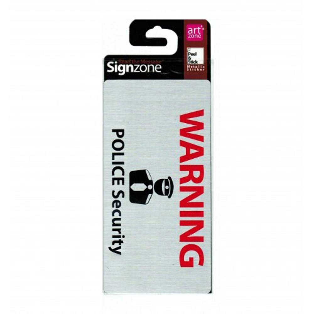 Signzone Peel & Stick Metallic Sticker - WARNING POLICE Security ( Item ...