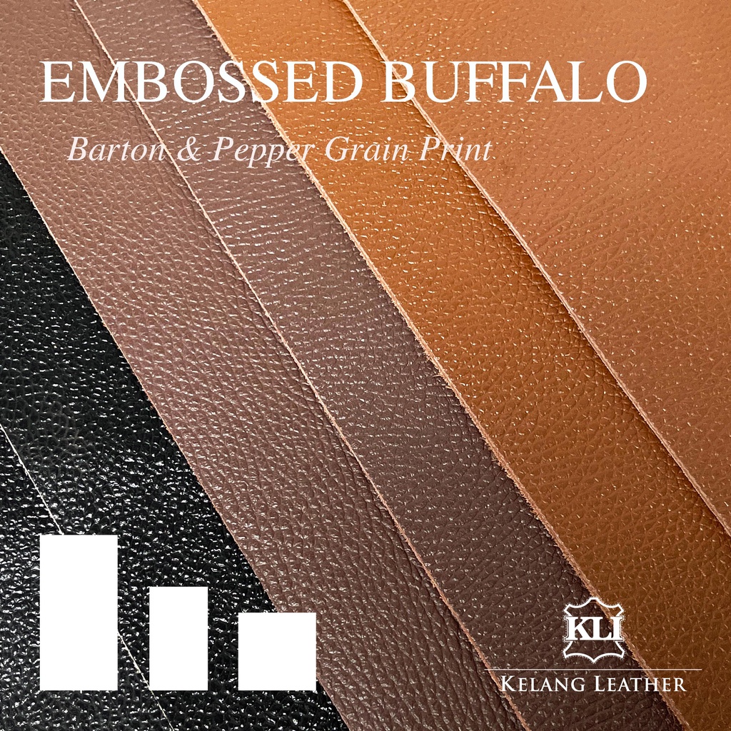 LEATHER PANELS Embossed Buffalo Print PepperGrain 1.21.4mm Barton 2.0