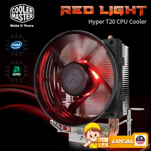 Cooler Master Hyper T20 RED LED CPU Cooler Copper Heatsink Fan Intel ...