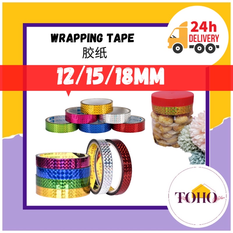 Raya Shiny Wrapping Laser Tape Hologram Silver and Gold Jar Tape / Tape ...