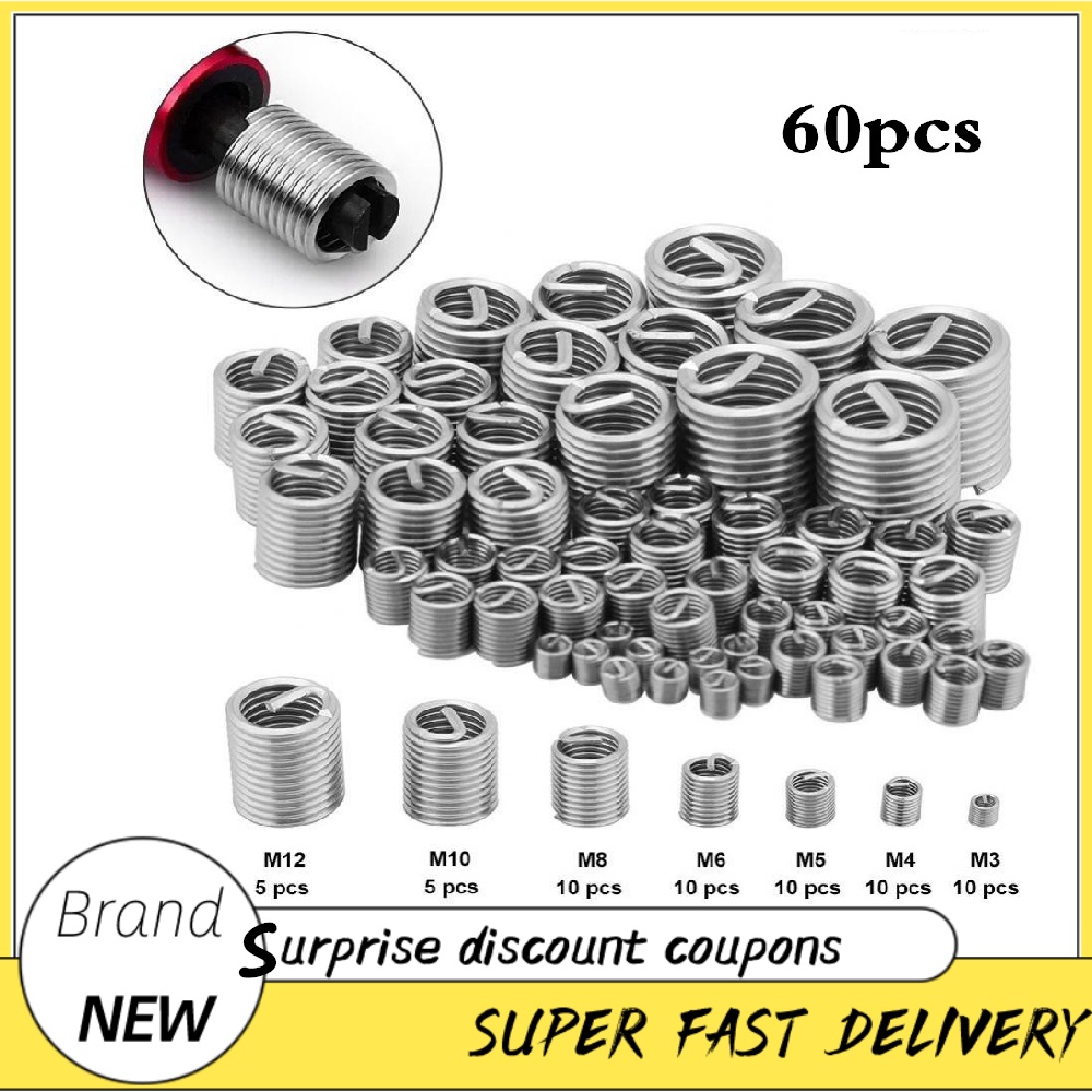 M6 Helicoil Kit Choice 60pcs Stainless Steel Thread Repair Kit M3 M4 M5 ...