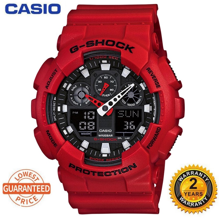 G_Shock GA 100 men's watches Red Black screen ga100 Waterproof dual ...