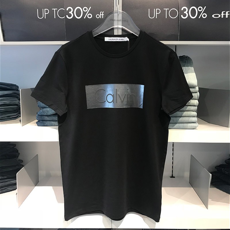 ORIGINAL Calvin Klein CK Cotton Box Logo Print T Shirt Men Slim Fit Baju  Lelaki