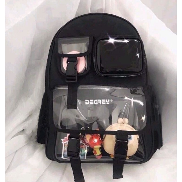 Bag with transparent discount pocket