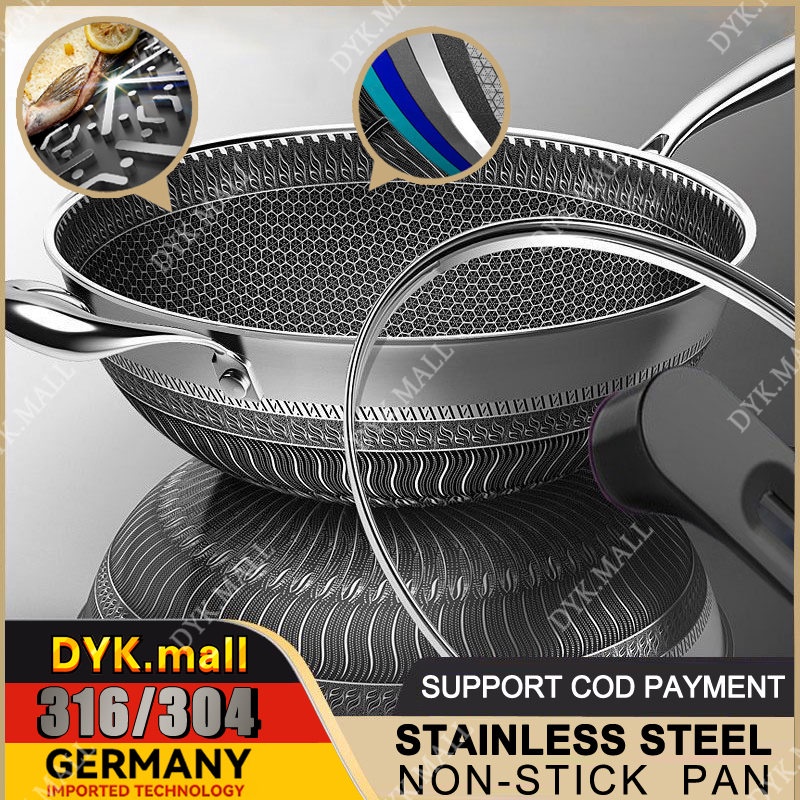 DYK I Premium 304/316 Stainless Steel Wok 32/34CM Non Stick