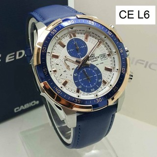 Casio Edifice 5390 World Time Alarm Analog Chronograph Men Leather