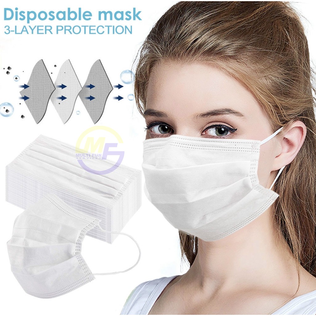 📦ReadyStock📦 FULL WHITE 3ply Face Mask 50pcs 白色三层口罩 Mask Putih | Shopee ...