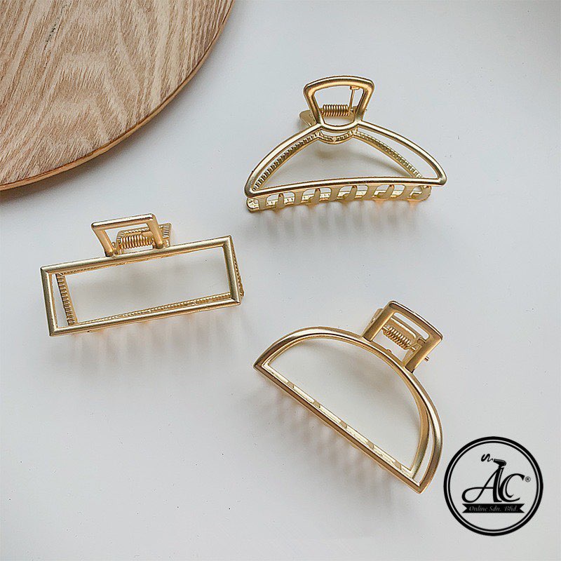 Korean Elegant Pearl Shark Clip Golden Metal Hair Clamp Claw Hair Clip ...
