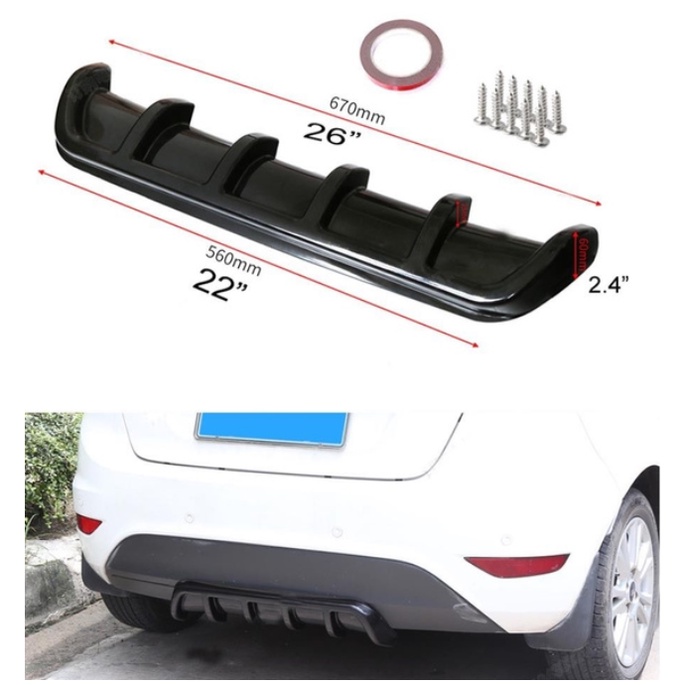 Universal Car Rear Bumper Lip Diffuser 6 Fin Shark Fin Style Car Back