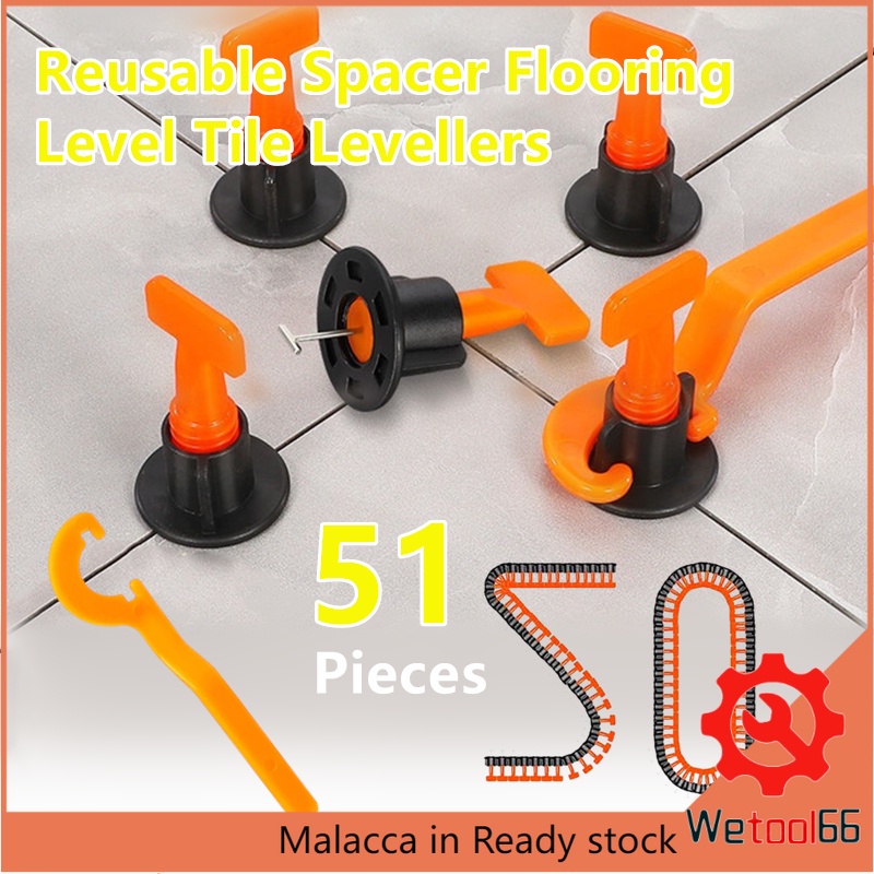 Tile Leveling System Kit,51pcs Reusable Tile Leveling System=1pcs ...