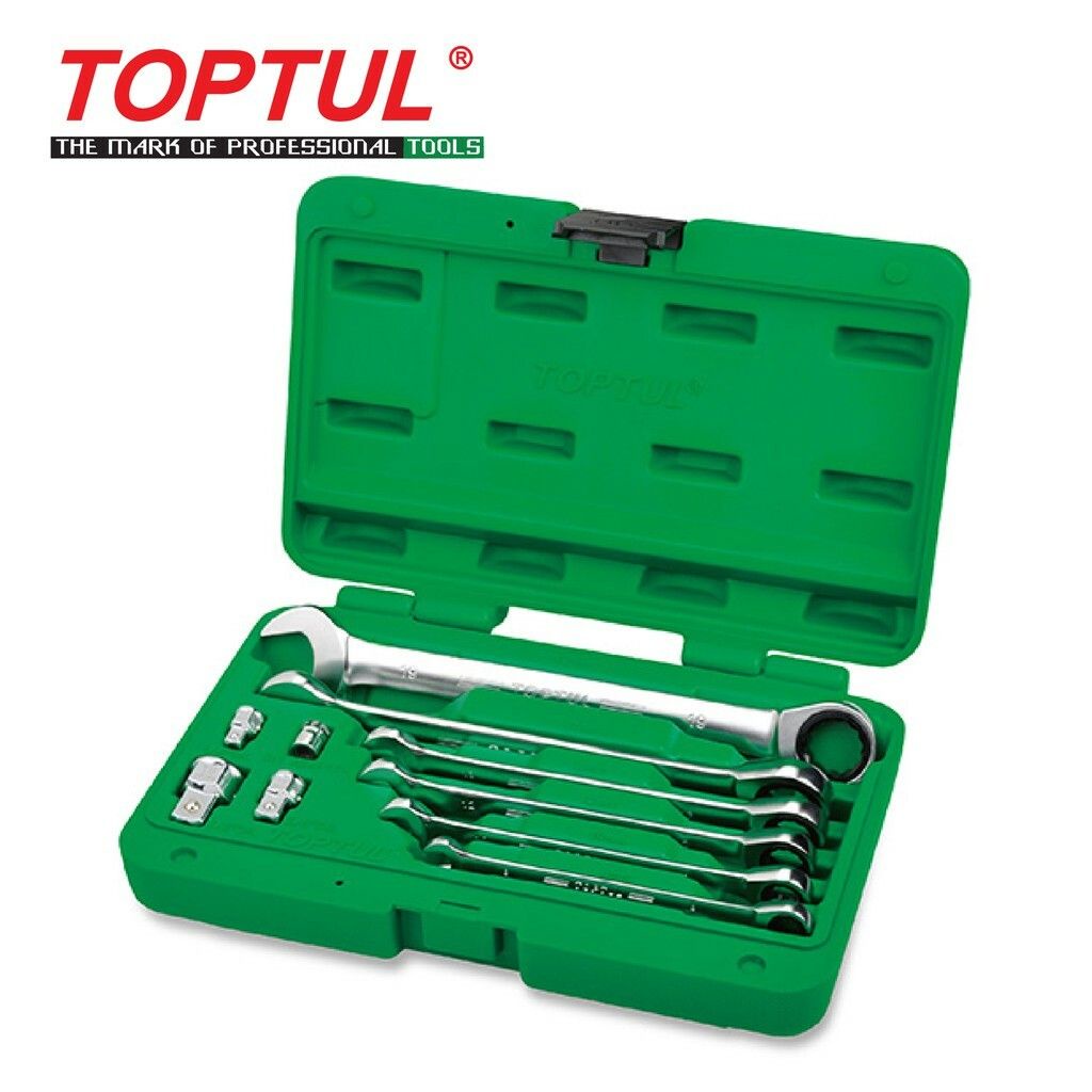 TOPTUL 10pcs ProSeries Ratchet Combination Wrench Set GAAI1004
