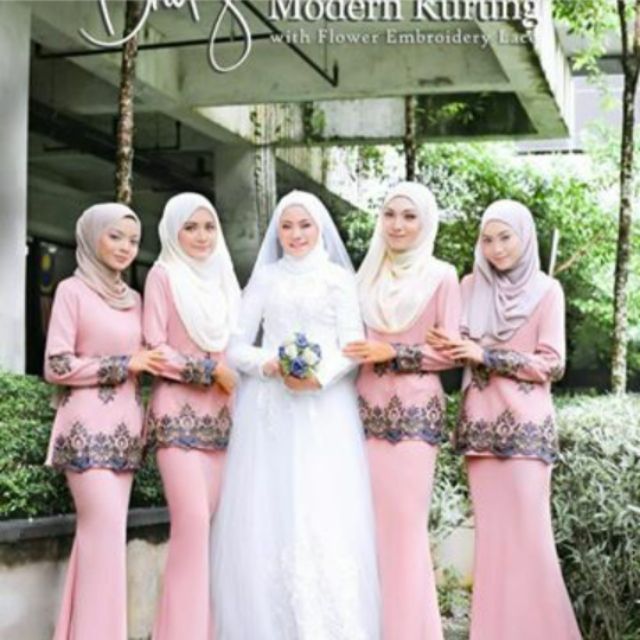 BAJU KURUNG MODERN LACE CREAM DUSTY PINK EMERALD READY STOCK BRIDESMAID TUNANG NIKAH Shopee Malaysia