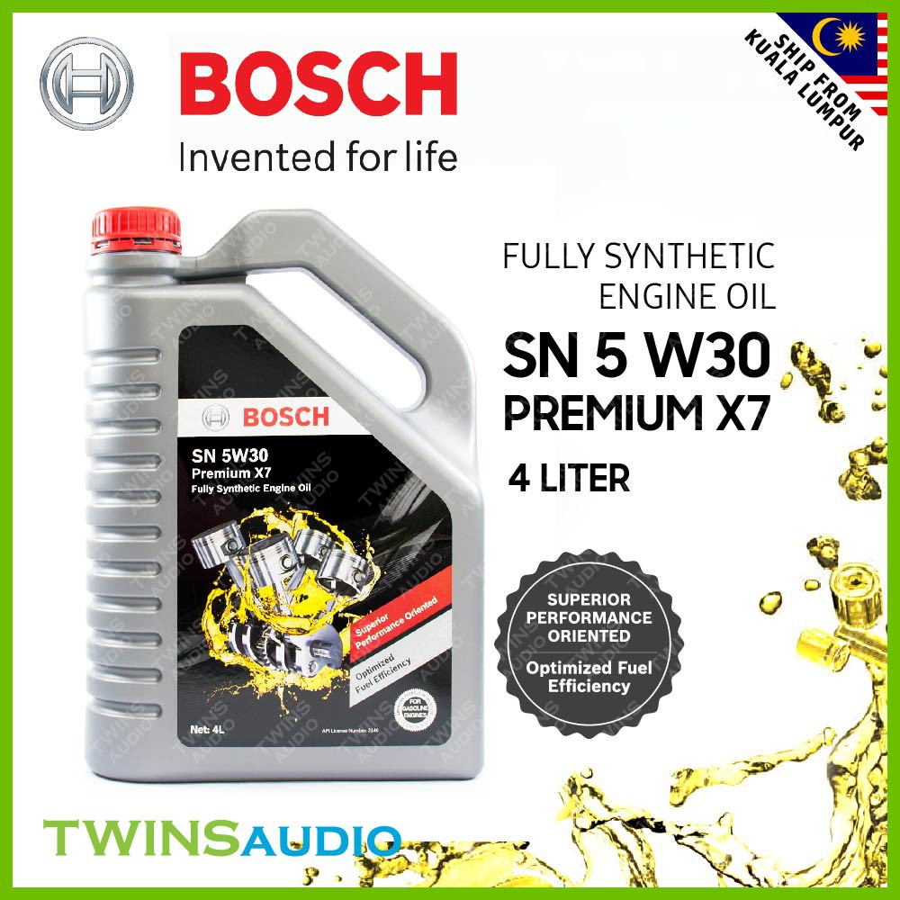 BOSCH Engine Oil SN 5W30 Premium X7 Fully Synthetic Engine Oil | Shopee ...