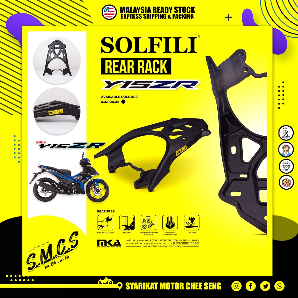 SOLFILI Y15ZR Y15 Rear Rack Heavyduty Alloy Rear Rack 100% Original RCB ...