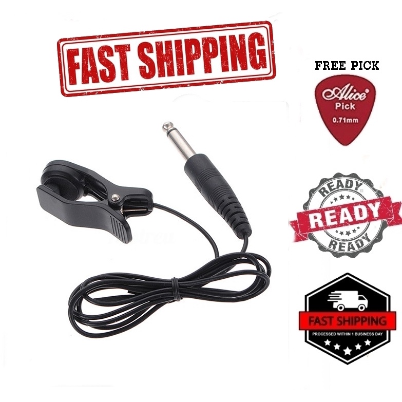 2X(Black Universal Guitar Acoustic Clip On Pickup Piezo Contact
