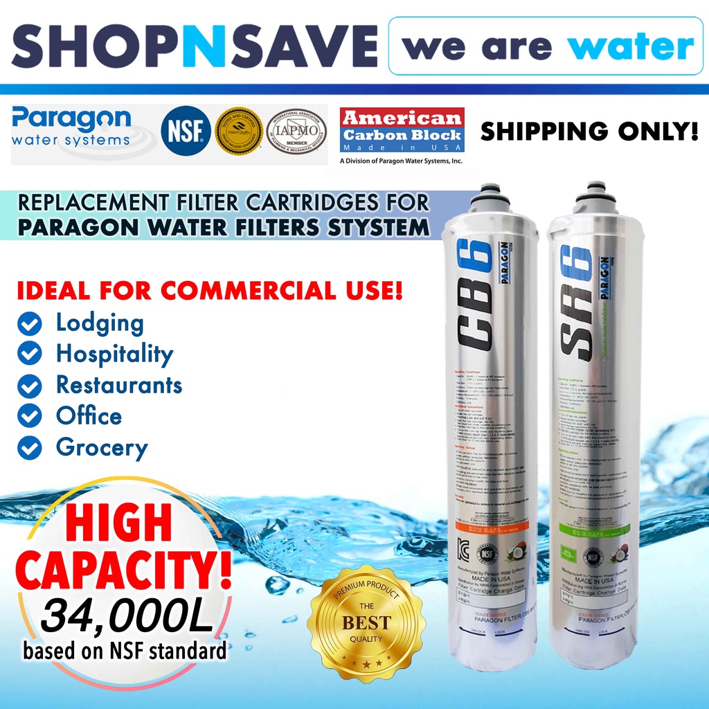 SHOPNSAVE Paragon Filter 1 & 2, Paragon Filters CB6 + SR6 cartridge