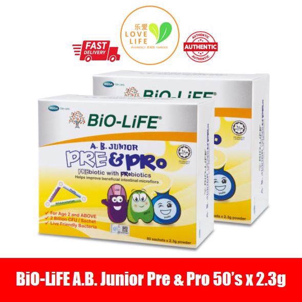 EXP 08/2025 BiO-LiFE A.B. Junior Pre & Pro 50’sx2.3g Twinpack 2x50's ...