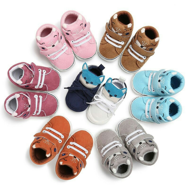 Baby Shoes Fox Head Cotton Prewalker Anti-slip Soft Sole Sneaker