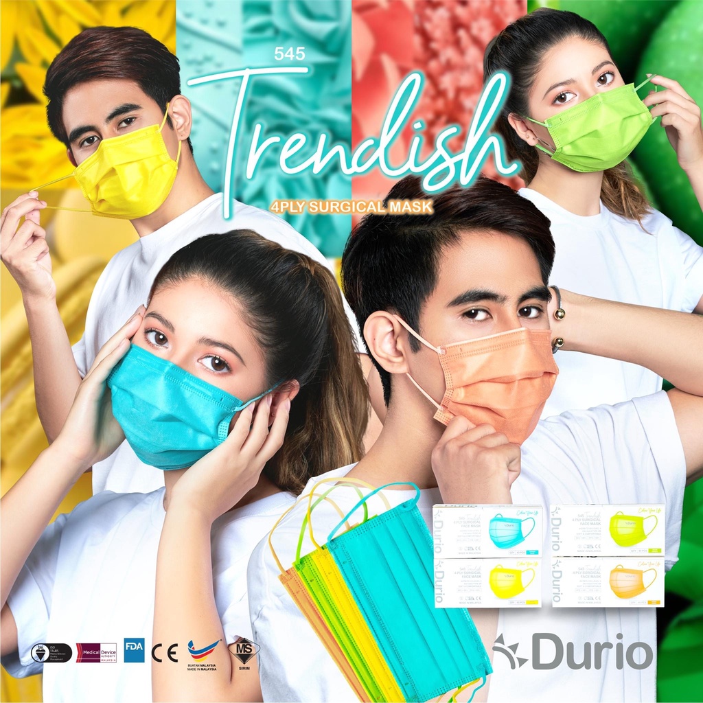 Durio 545 Trendish 4ply Surgical Face Mask (40 Pcs) | Shopee Malaysia