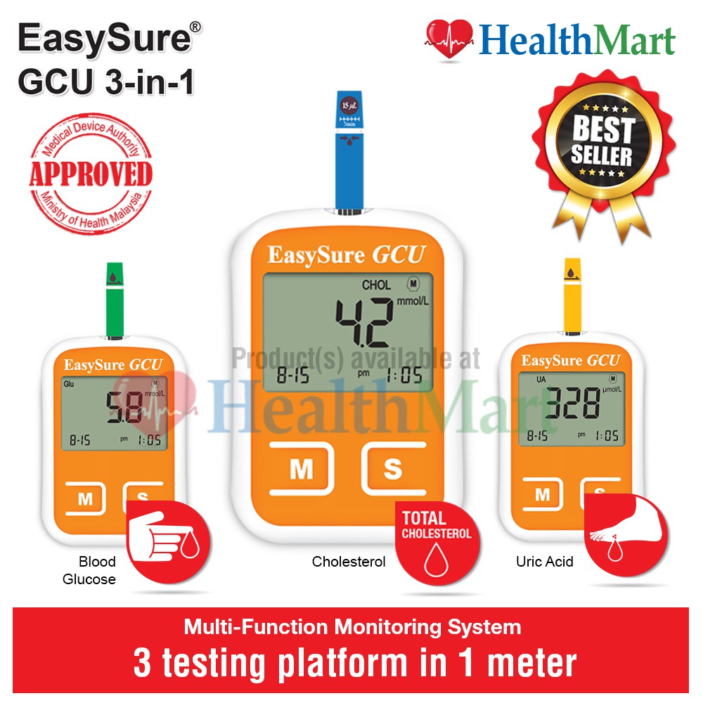EasySure GCU 3-in-1 Monitoring System - Glucose, Cholesterol & Uric ...