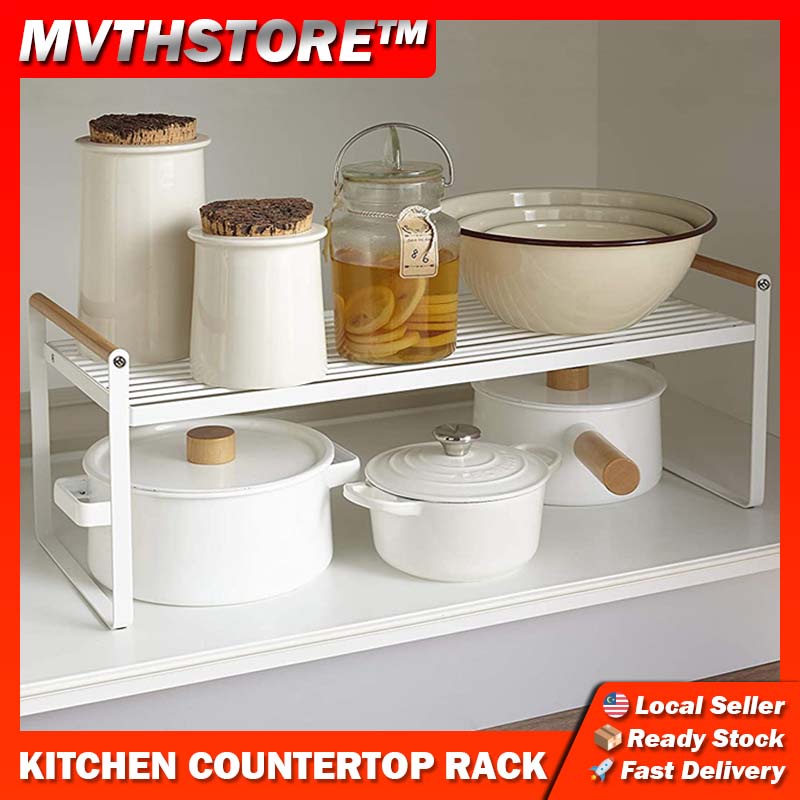Minimalist Kitchen Counter Top Rack for Kitchenware Pan Pot Spice ...