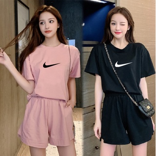 Short-sleeved Sportswear Women's Summer 2022 New Gym Wear Korean Version  Loose Fashion Large Size Fitness Clothing Two-piece Set - Running Sets -  AliExpress