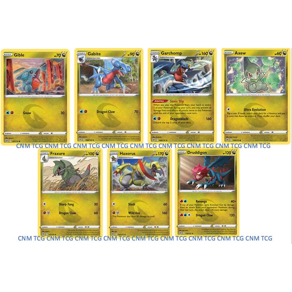 Gible / Gabite / Garchomp / Axew / Fraxure / Haxorus / Druddigon