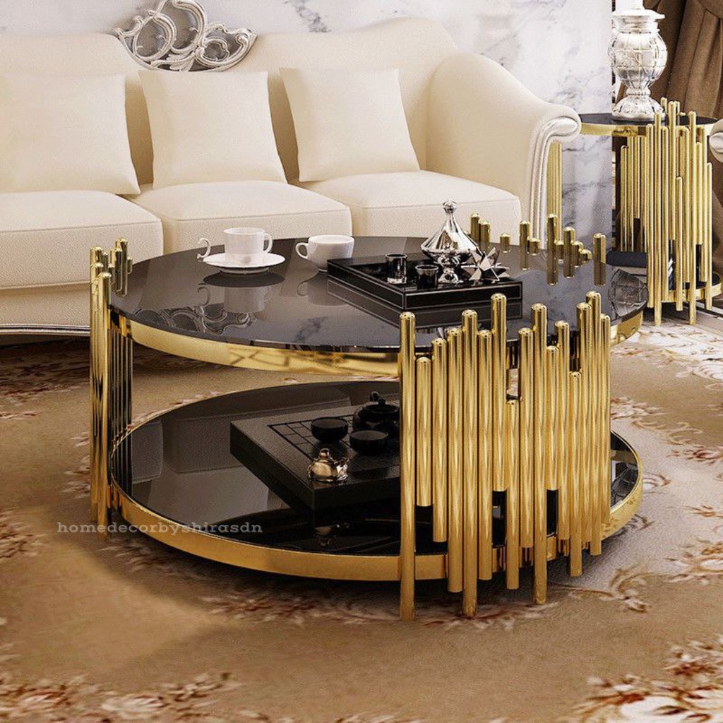 [PRE ORDER] JADEN Coffee Table Luxury Stainless Steel Gold Round ...