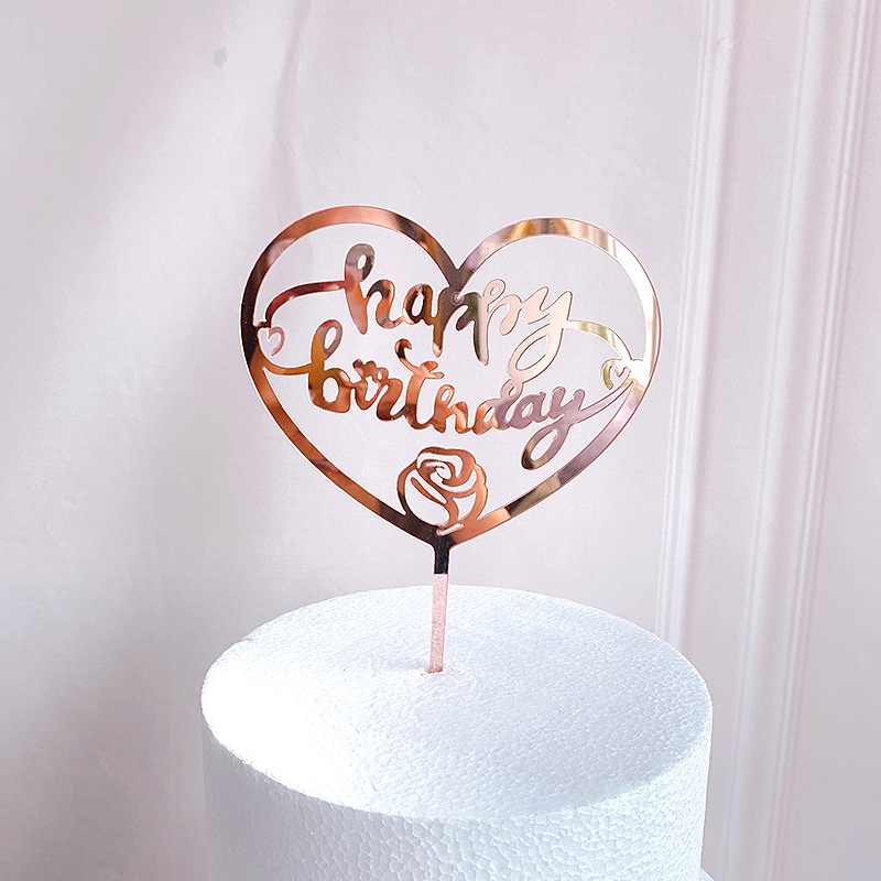 Acrylic Happy Birthday Cake Topper Rose Gold Cake Topper For Kids ...