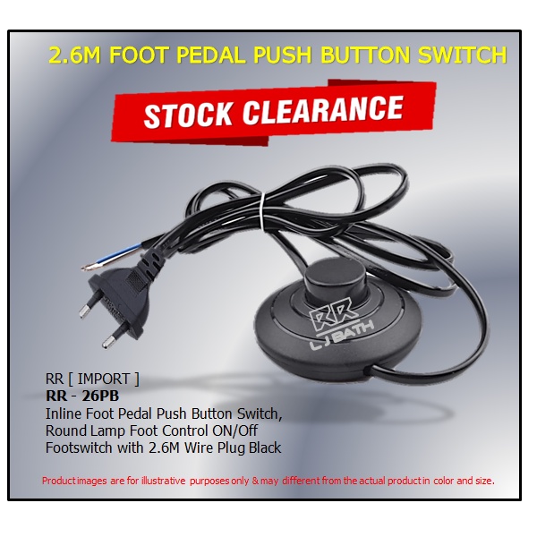 RR - 26PB Inline Foot Pedal Push Button Switch, Round Lamp Foot Control ...