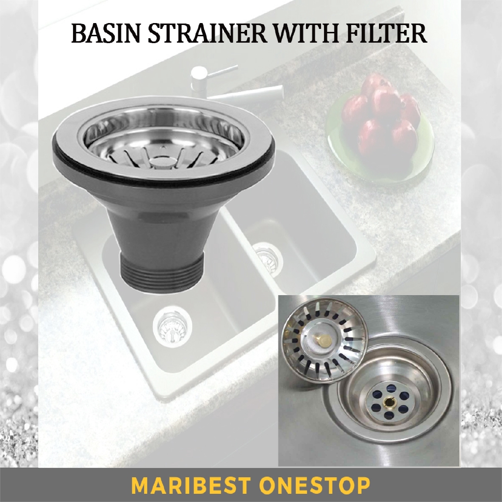 3 1/2” Stainless Steel Sink Strainer Kitchen Basket Waste Coupling With ...