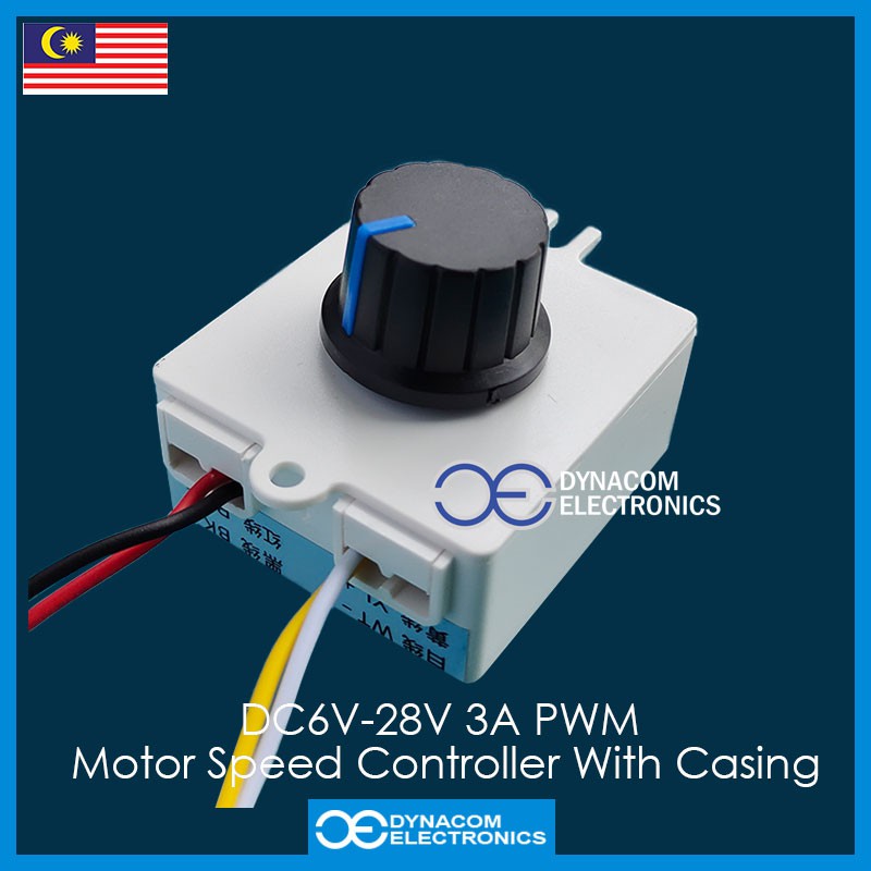 DC6~28V 3A PWM DC Motor Speed Controller With ON/OFF Switch & Casing ...
