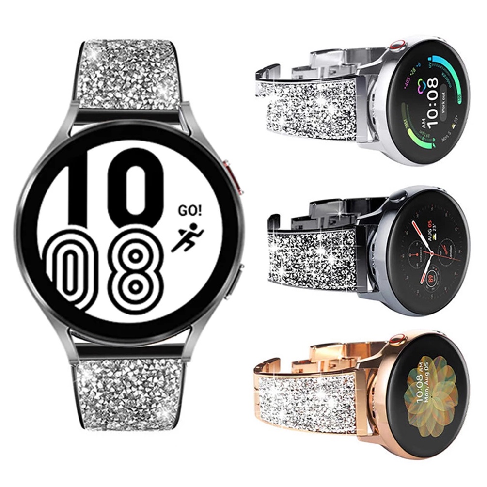 Samsung Galaxy Watch 4 Strap 20mm 22mm Bling Diamond Stainless Steel