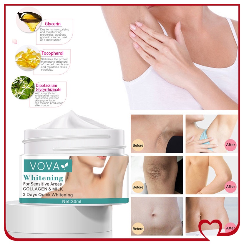 Vova 30ml Body Whitening Cream Underarm Bleaching Serum Whiten Butt