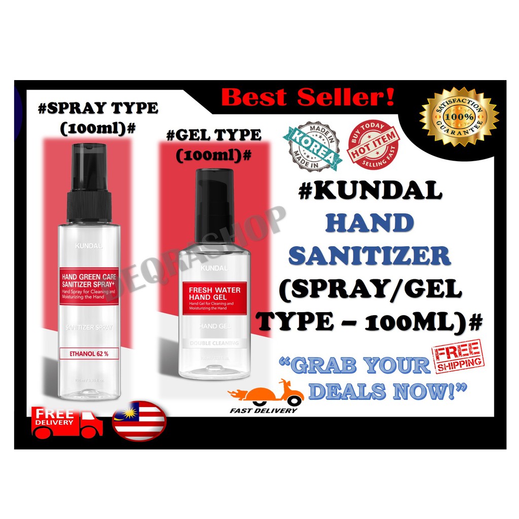 💯Original!! Kundal Fresh Water Hand Sanitizer 100ml Spray/Gel Type