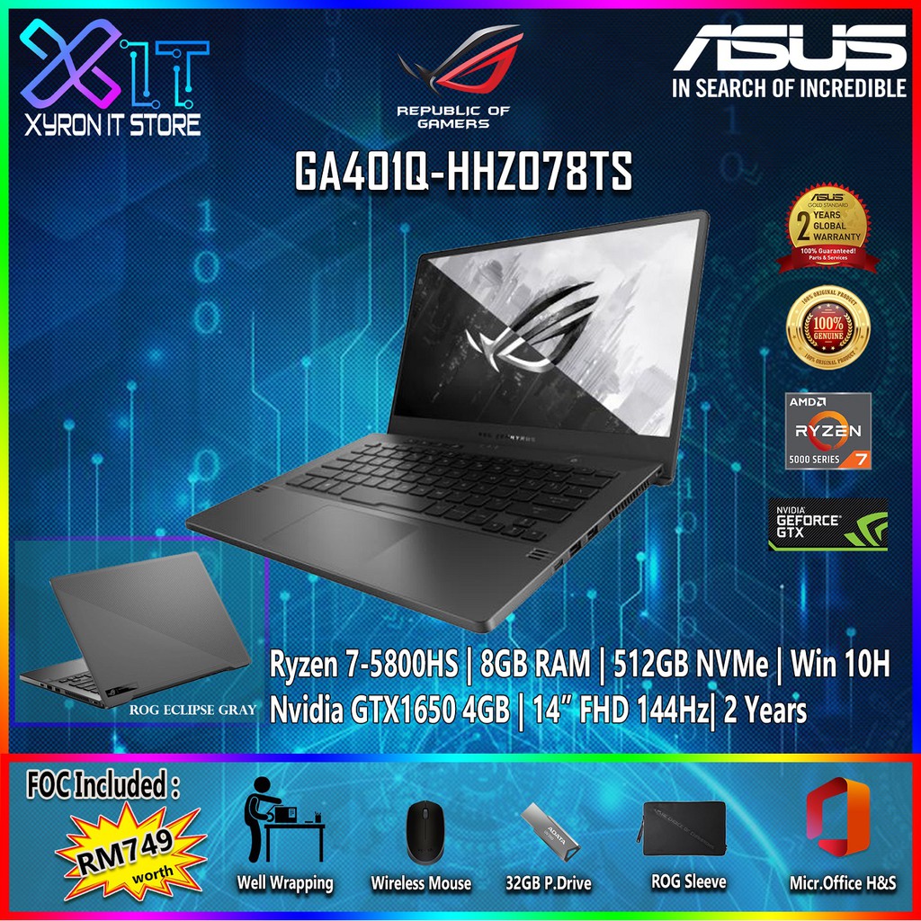 NEW] Asus ROG Zephyrus G14 GA401Q-CHZ066TS (Ryzen 7-5800HS,8GB RAM,512GB  PCIe SSD,RTX3050 MQ 4GB,14