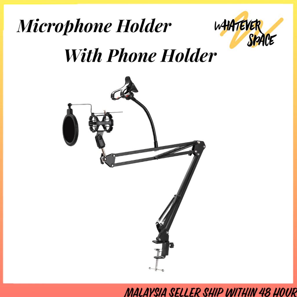 Microphone Stand Mic Pop Filter Holder Shock Mount Suspension Scissor ...