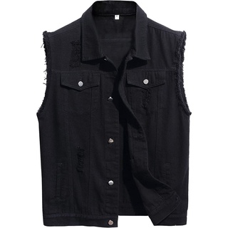 Distressed denim vest outlet mens