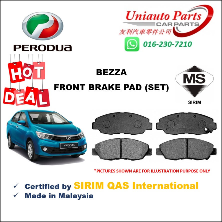 PERODUA BEZZA FRONT BRAKE PAD (SET)  Shopee Malaysia