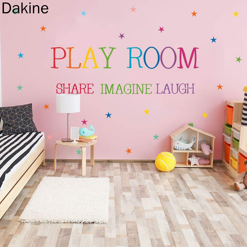 Dakine Home Playroom Share Imagine Laugh Wall Art - Colorful ...