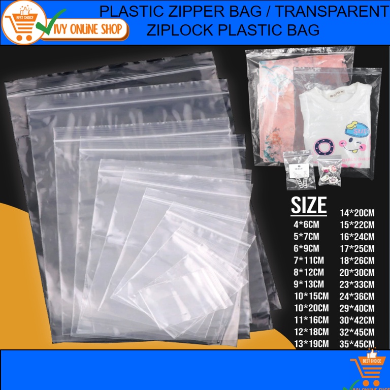 Zip lock plastic clearance bag