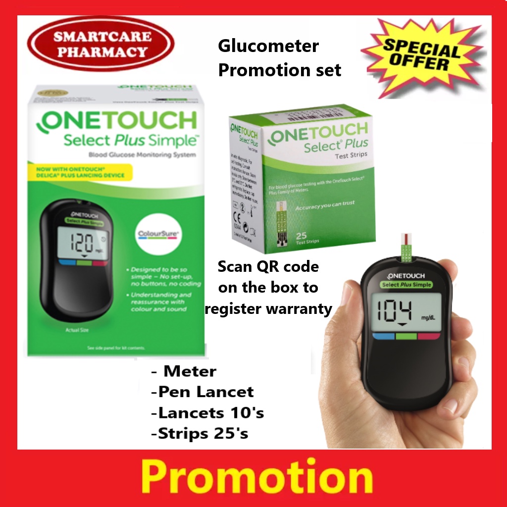 [NEW Full Set] One Touch Select Plus/Select Blood Glucose Meter Free