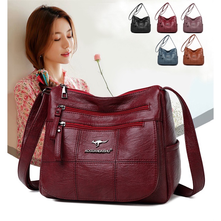 New Korean Kangaroo Soft Leather Wanita Handbag Version All-match Large ...