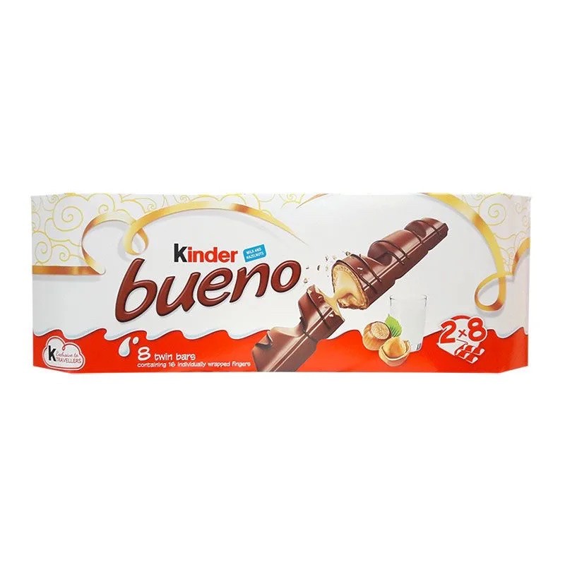 Kinder Bueno 8 Twin Bars , Country Mini , Chocolate Mini , Chocolate Bars Made in EU