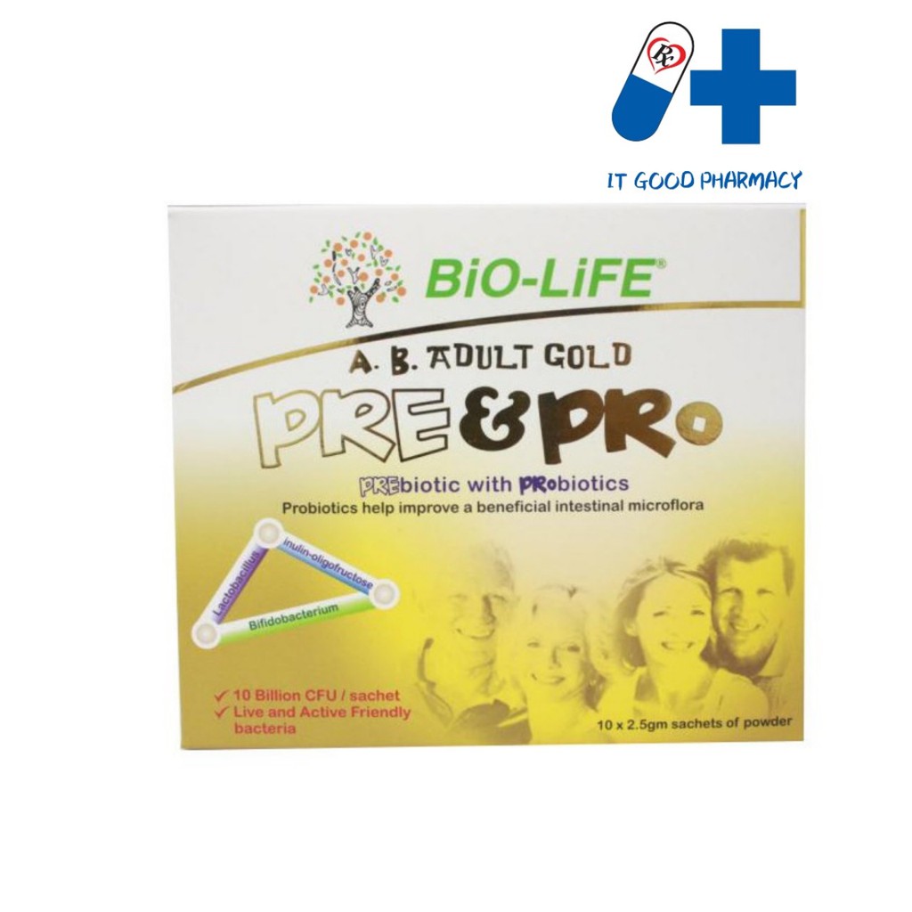 Bio-Life AB Adult Gold Pre&Pro Prebiotics With Probiotics 10s | Shopee ...