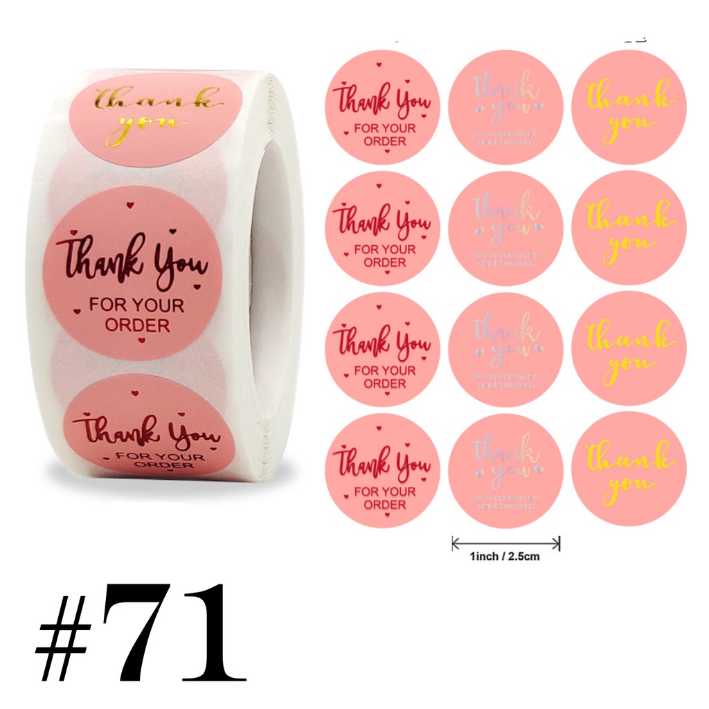 Stiker TQ 500pcs/roll Thank You For Your Order Sticker #51 to #100 ...